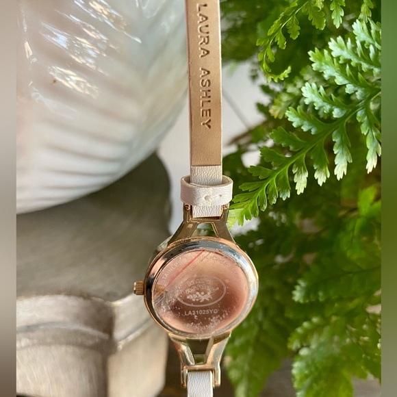 Laura Ashley Watch Analogue Womens Minimal White Thin Strap Crystal Bezel Roman - Picture 10 of 13